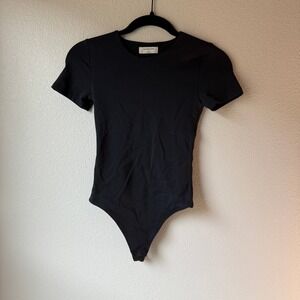 Babaton Black Short Sleeve Bodysuit XS | Aritzia